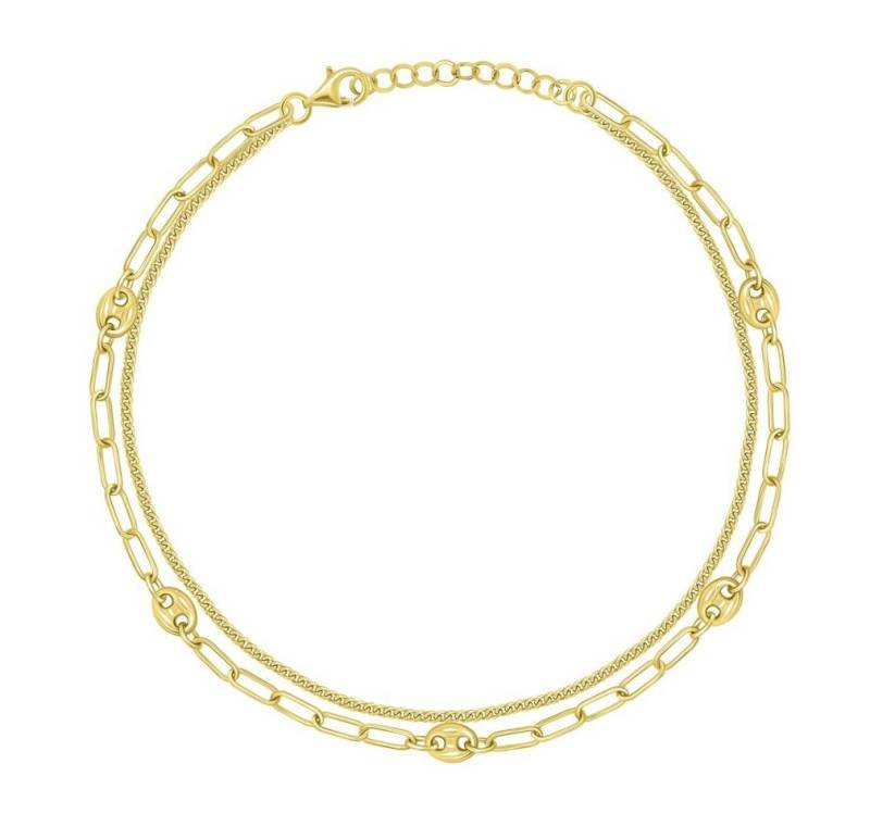 Brilio Silver Armband ANK105Y Vergoldetes Doppel-Fuß-Armband mit Zirkonen von Brilio Silver