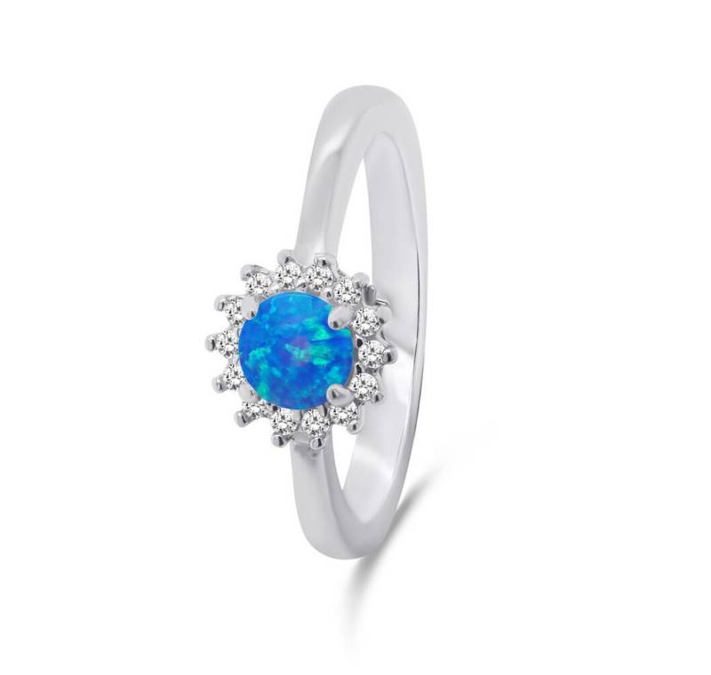 Brilio Silver Fingerring Beautiful silver ring with opal and zircons RI056WB - Circuit: 54 mm von Brilio Silver