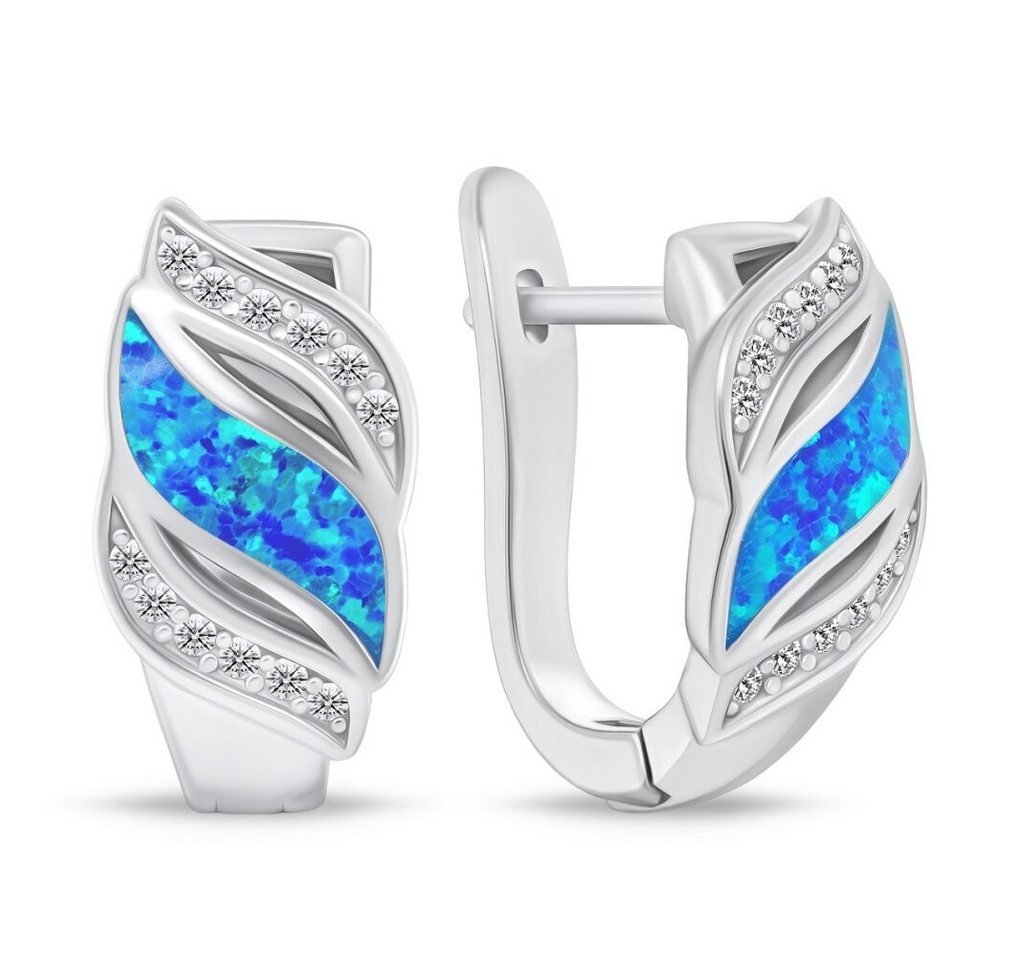 Brilio Silver Fingerring Charmante Silberohrringe mit Zirkonen und synthetischem Opal EA970WB von Brilio Silver