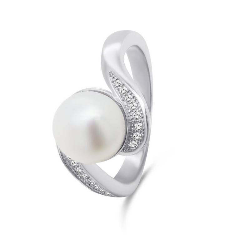 Brilio Silver Fingerring Charmanter Silberring mit echter Perle RI061W - Kreislauf: 58 mm von Brilio Silver