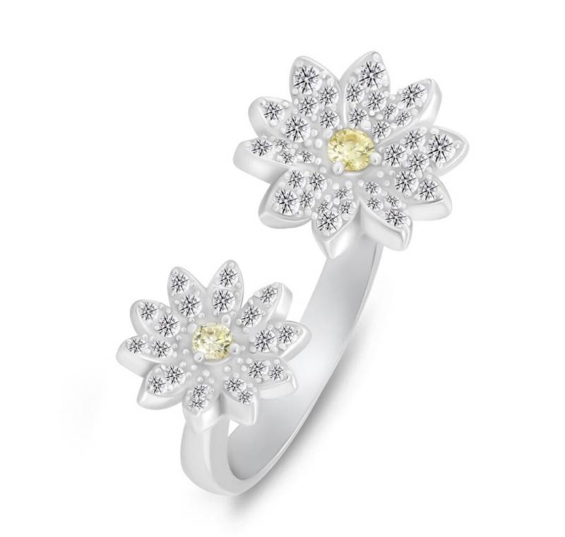 Brilio Silver Fingerring Funkelnder offener Bicolor-Ring Blume RI124W - Kreislauf: 50 mm von Brilio Silver