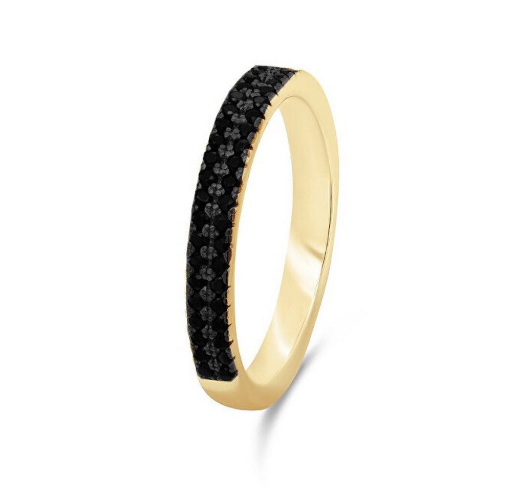 Brilio Silver Fingerring Sparkling gold plated ring with black zircons RI058Y - Circuit: 54 mm von Brilio Silver