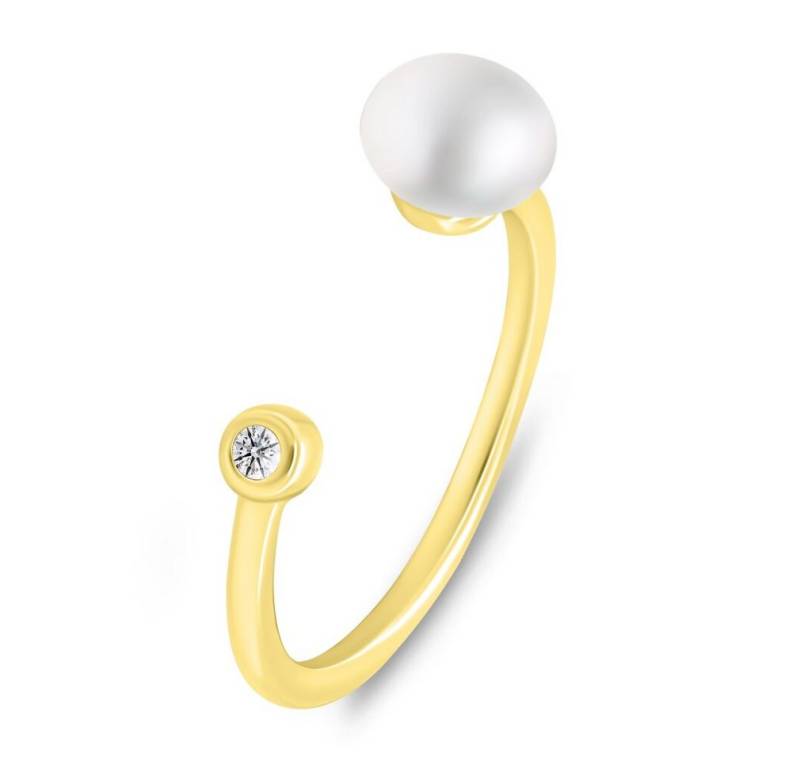 Brilio Silver Fingerring Zarter vergoldeter Ring mit echter Perle RI103Y - Kreislauf: 50 mm von Brilio Silver