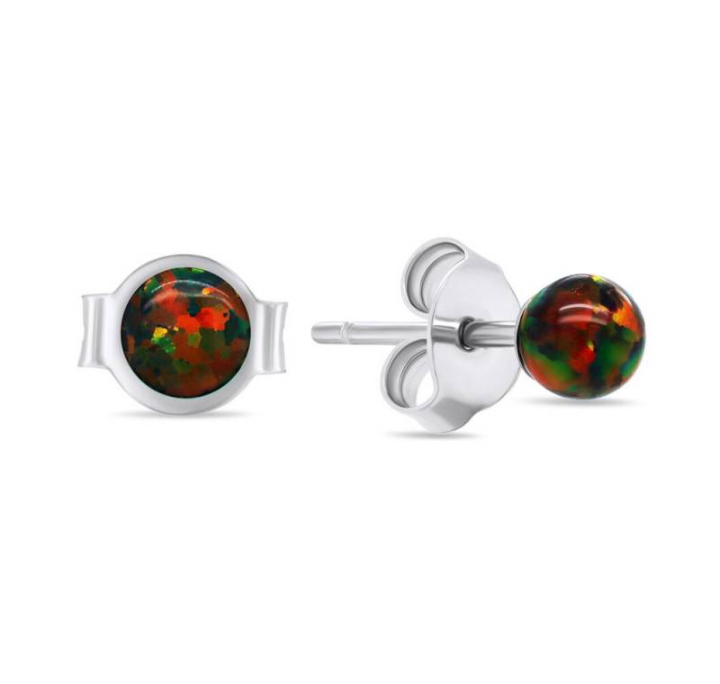 Brilio Silver Ohrring-Set Black silver stud earrings with synthetic opals EA625WBC von Brilio Silver
