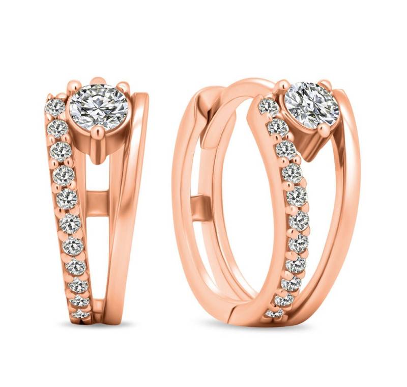 Brilio Silver Ohrring-Set Dazzling round bronze earrings with zircons EA503R von Brilio Silver