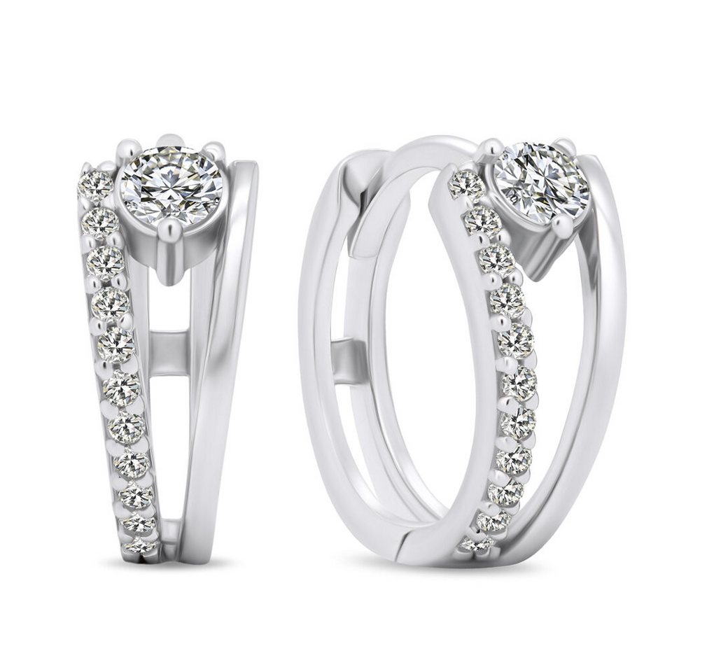 Brilio Silver Ohrring-Set Dazzling round earrings with zircons EA503W von Brilio Silver