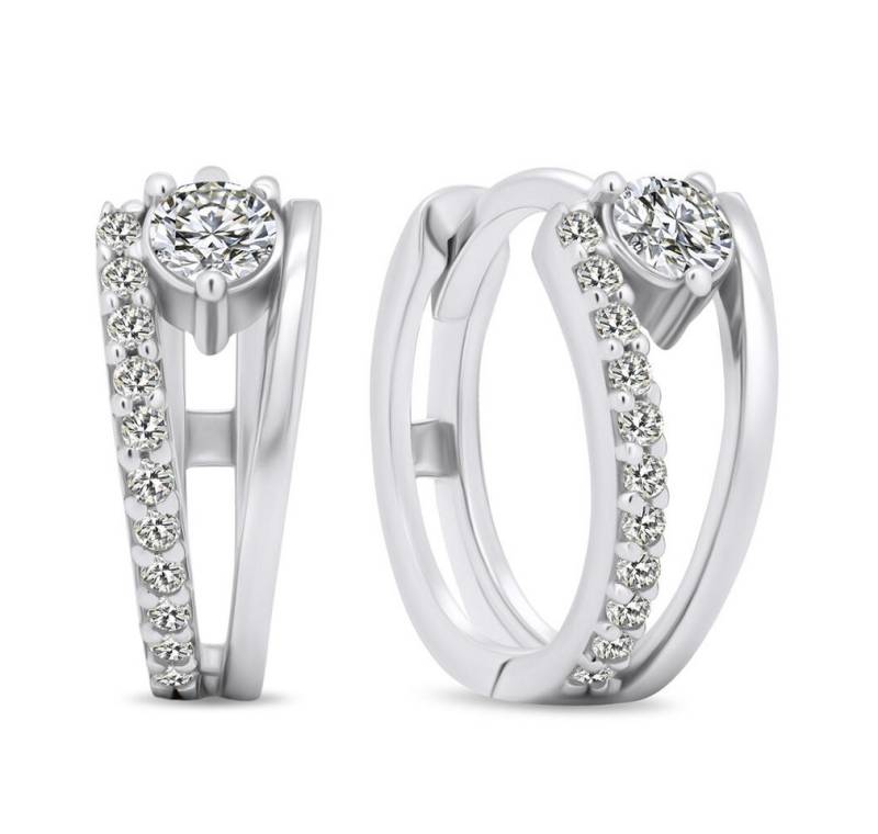 Brilio Silver Ohrring-Set Dazzling round earrings with zircons EA503W von Brilio Silver