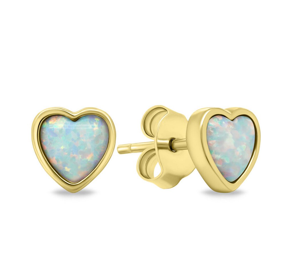 Brilio Silver Ohrring-Set Delicate gold-plated earrings Hearts with synthetic opals EA610Y von Brilio Silver