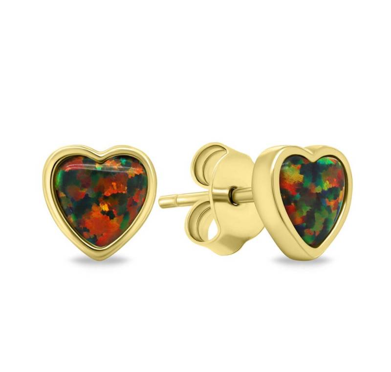 Brilio Silver Ohrring-Set Delicate gold-plated earrings Hearts with synthetic opals EA610YBC von Brilio Silver