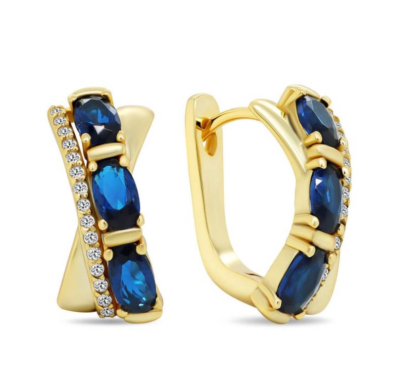Brilio Silver Ohrring-Set Distinctive gold-plated earrings with blue zircons EA458YB von Brilio Silver