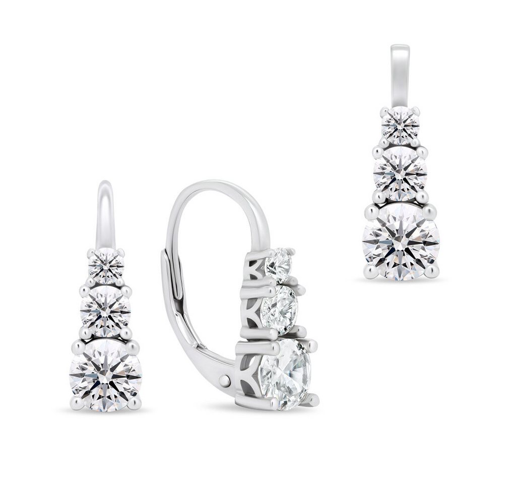 Brilio Silver Ohrring-Set Elegant silver jewelry set with zircons SET221W (earrings, pendant) von Brilio Silver
