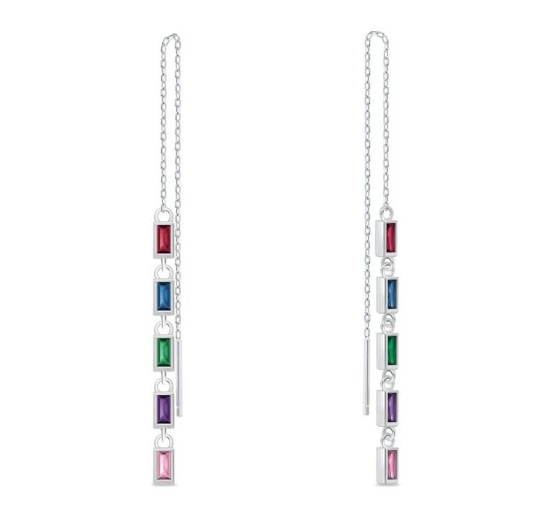 Brilio Silver Ohrring-Set Funkelnde Kettenohrringe mit farbigen Zirkonen EA1009WRBW von Brilio Silver