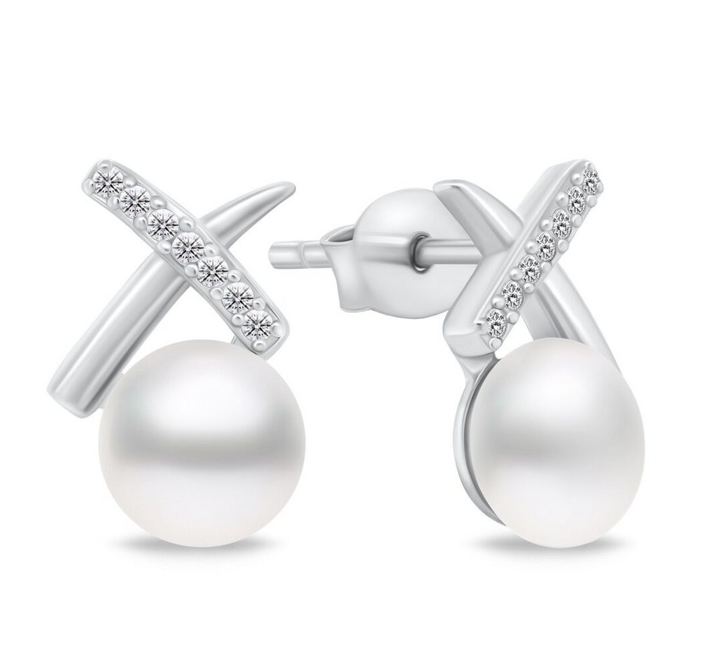 Brilio Silver Ohrring-Set Funkelnde Silberohrringe mit Perlen EA906W von Brilio Silver