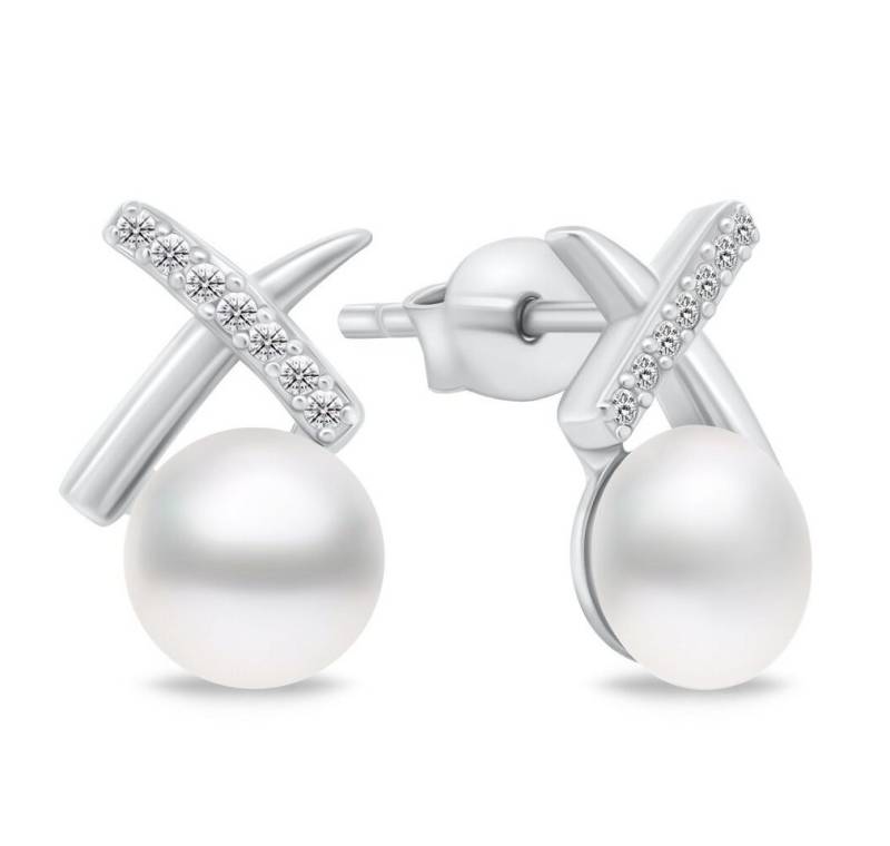 Brilio Silver Ohrring-Set Funkelnde Silberohrringe mit Perlen EA906W von Brilio Silver