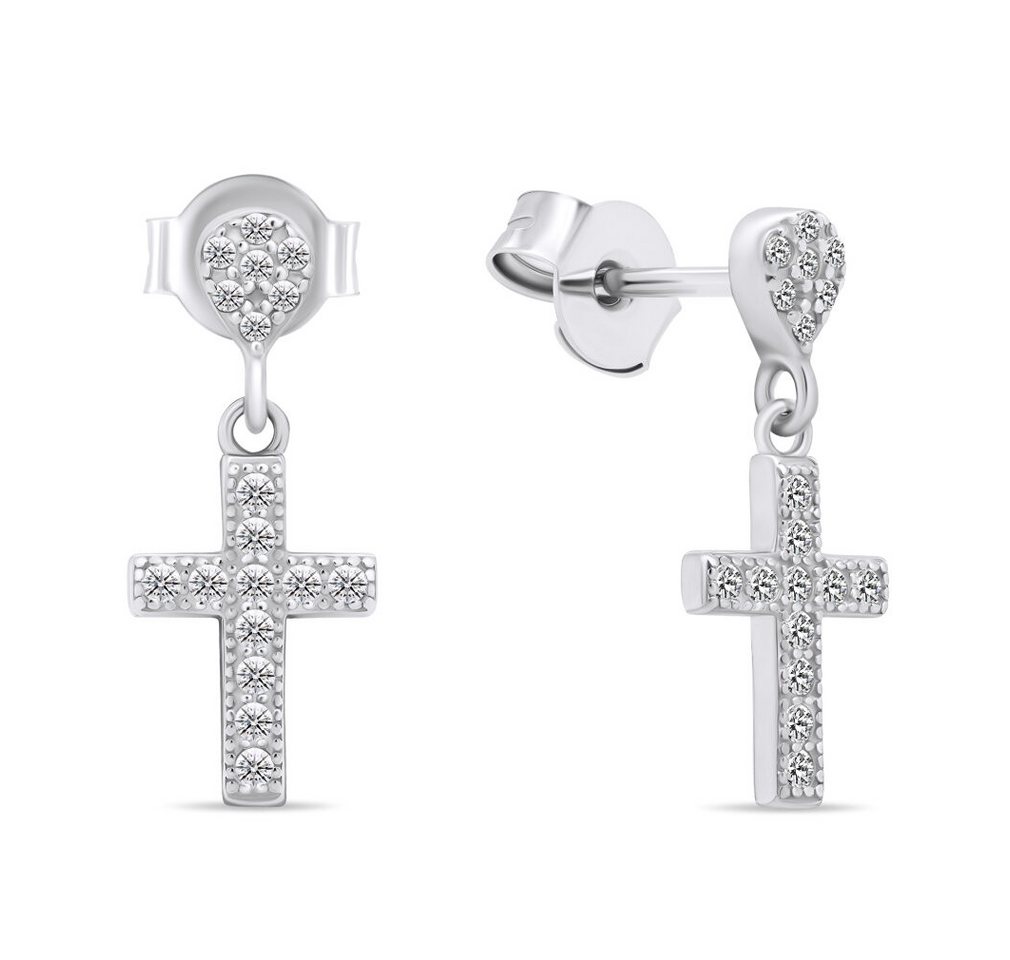 Brilio Silver Ohrring-Set Moderne Silberohrringe mit Zirkonia Kreuzen EA572W von Brilio Silver