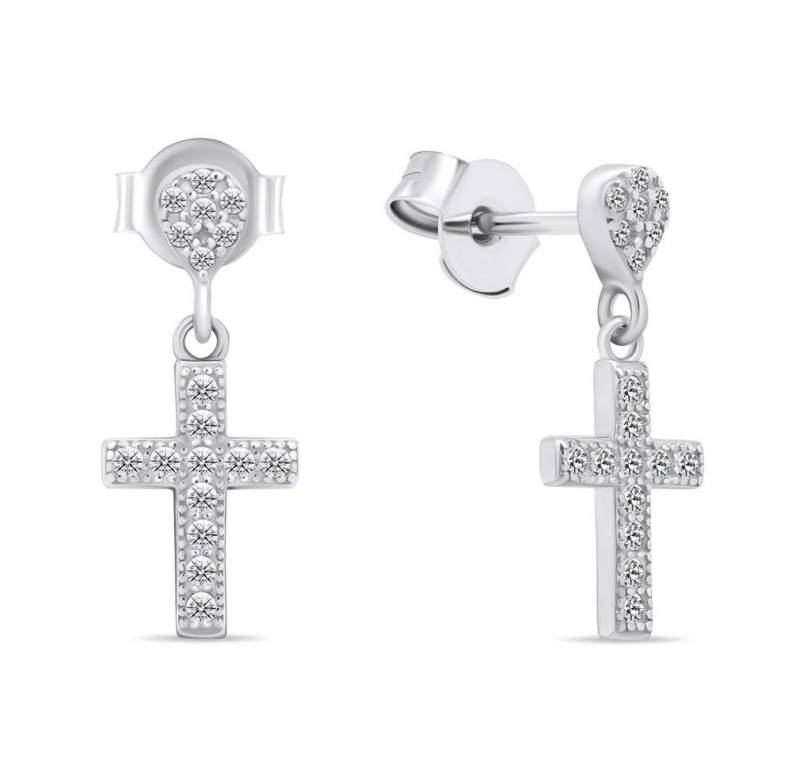 Brilio Silver Ohrring-Set Moderne Silberohrringe mit Zirkonia Kreuzen EA572W von Brilio Silver