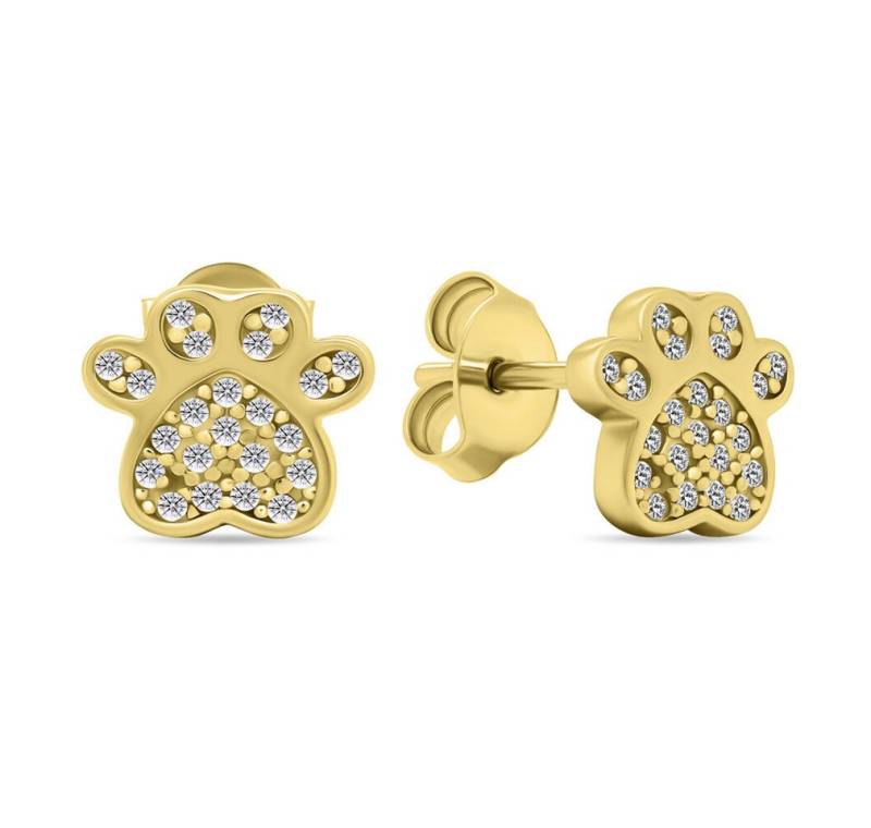 Brilio Silver Ohrring-Set Playful gold-plated earrings with clear zircons Paws EA590Y von Brilio Silver