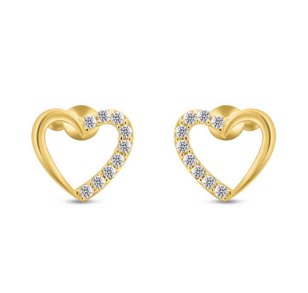 Brilio Silver Ohrring-Set Romantic gold-plated earrings with glittering hearts EA356Y von Brilio Silver