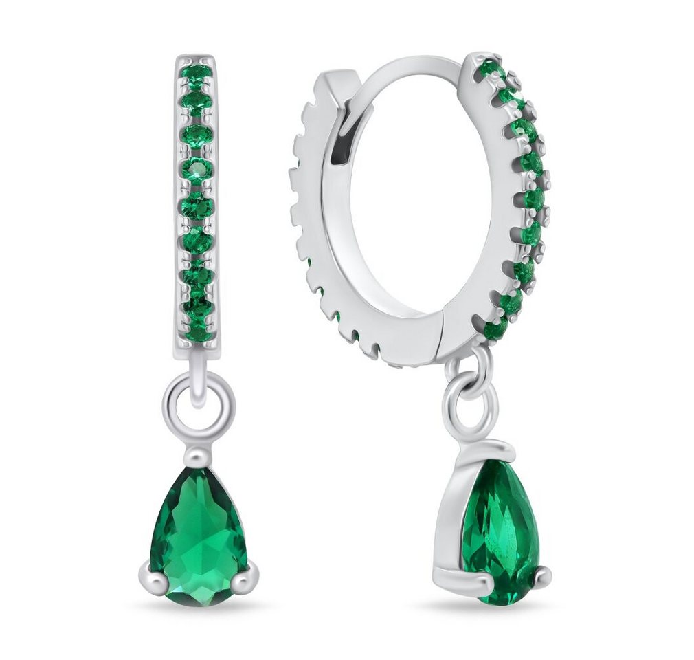 Brilio Silver Ohrring-Set Silberne Ohrringe mit grünen Zirkonen EA757WG von Brilio Silver