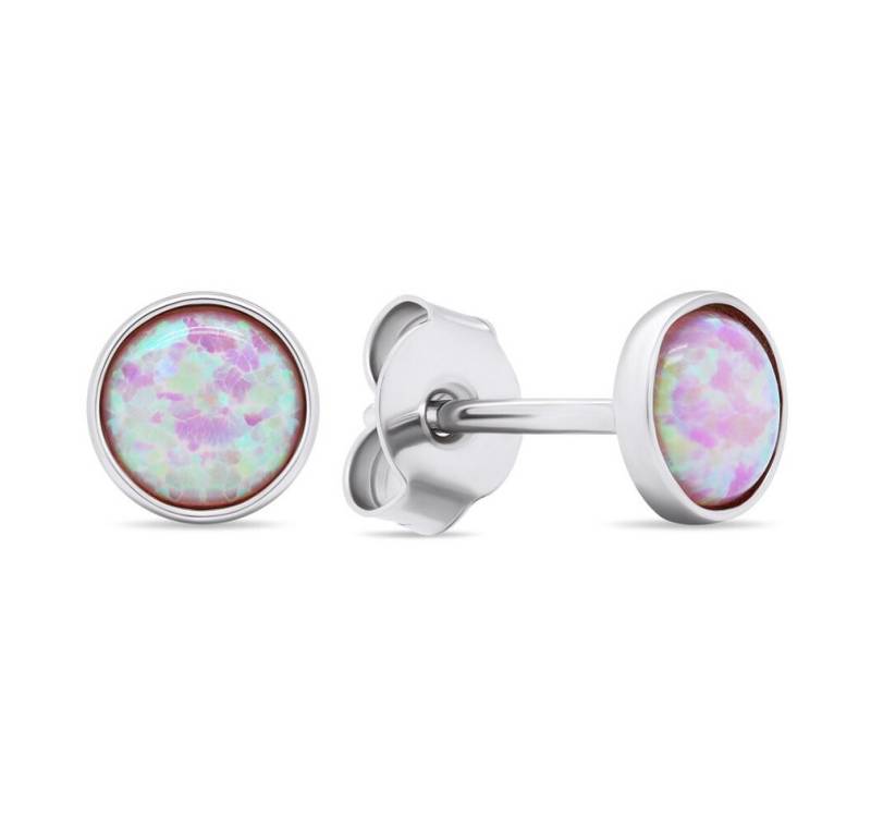 Brilio Silver Ohrring-Set Silver stud earrings with pink synthetic opals EA579WP von Brilio Silver