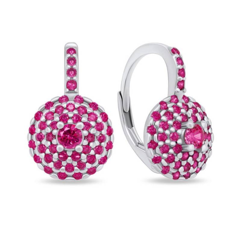 Brilio Silver Ohrring-Set Stunning silver earrings with fuchsia zircons EA13 von Brilio Silver