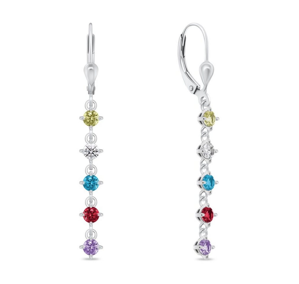 Brilio Silver Ohrring-Set Verspielte, baumelnde Ohrringe mit farbigen Zirkonen EA1008WRBW von Brilio Silver