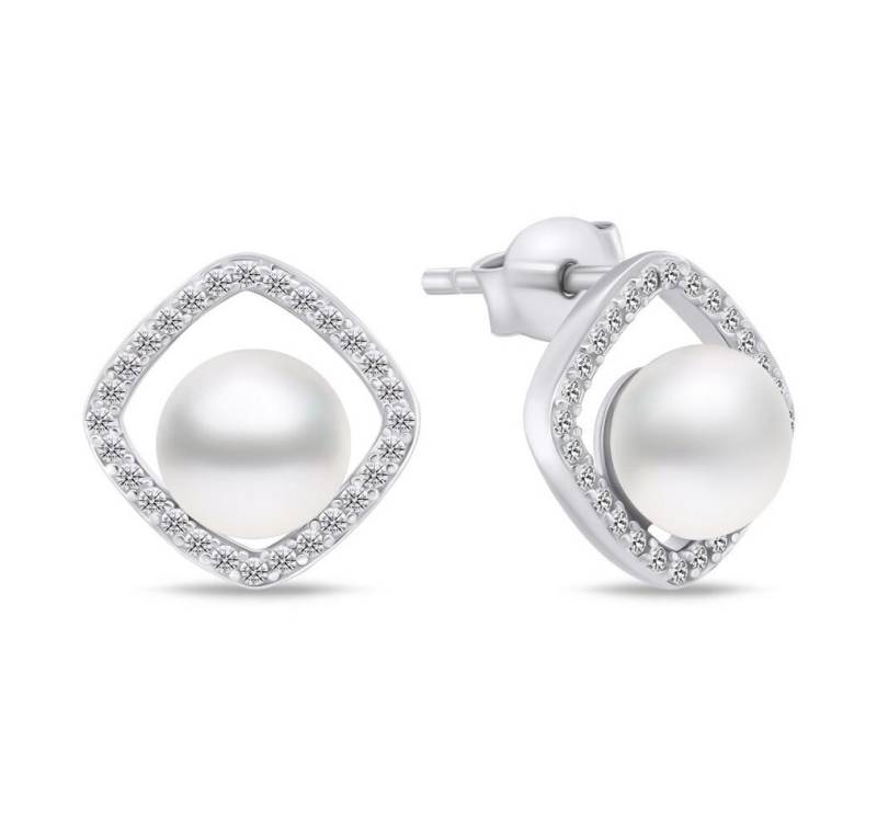 Brilio Silver Ohrring-Set Zeitlose Silberohrringe mit Perle und Zirkonen EA785W von Brilio Silver