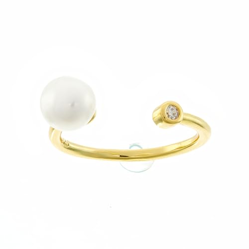 Brilio Silver Ring Delicate Gold Plated Ring with Real Pearl RI103Y - Circuit: 50 mm sBS3798-4852, Estándar, Nicht-Edelmetall, Kein Edelstein von Brilio Silver