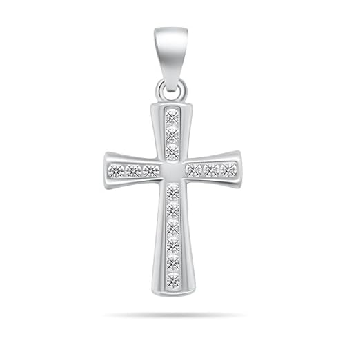 Brilio Glittering Silver Cross Pendant PT40W sBS1364, Estándar, Nicht-Edelmetall, Kein Edelstein von Brilio