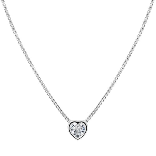 Brilio Halskette Charming Silver Heart Necklace NCL26W (Kette, Anhänger) sBS1286 Marke, Estándar, Nicht-Edelmetall, Kein Edelstein von Brilio