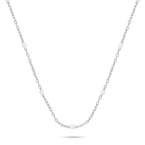 Brilio Halskette Silber Halskette mit weißen Perlen NCL112W sBS3353 Marke, Estándar, Nicht-Edelmetall, Kein Edelstein von Brilio