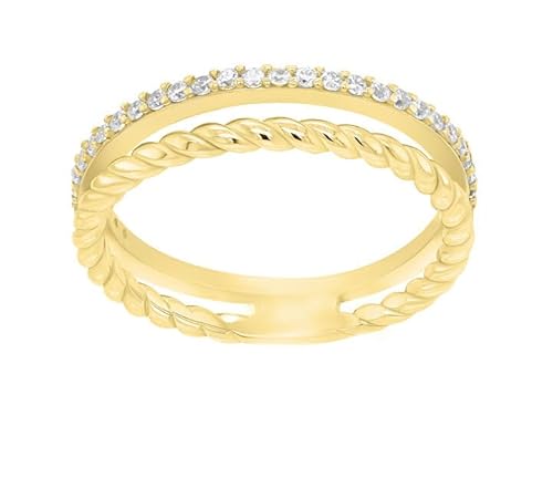 Brilio Ring Charming Gold plattiert mit Zirkonen GR044Y - Schaltung: 60 mm sBS0859-60, Estándar, Metall, Kein Edelstein von Brilio