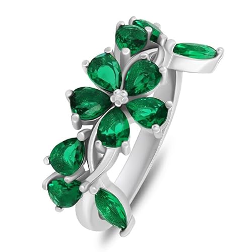 Brilio Ring Striking Silver Ring with Green Zircons RI066WG - Circuit: 52 mm sBS3150-52, Estándar, Nicht-Edelmetall, Kein Edelstein von Brilio