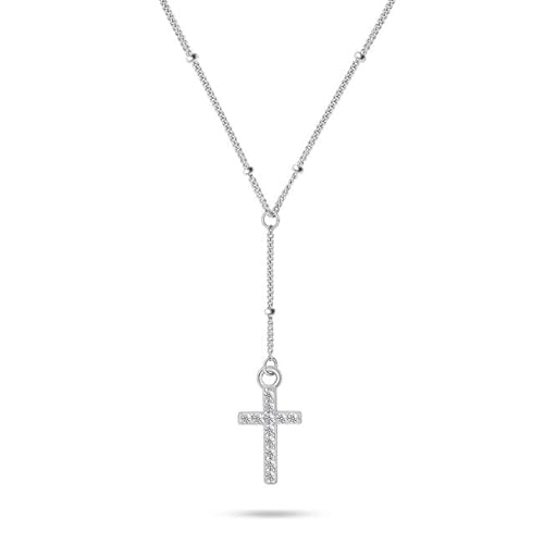 Brilio Timeless Silver Necklace Cross with Zircons NCL106W sBS3187, Estándar, Nicht-Edelmetall, Kein Edelstein von Brilio
