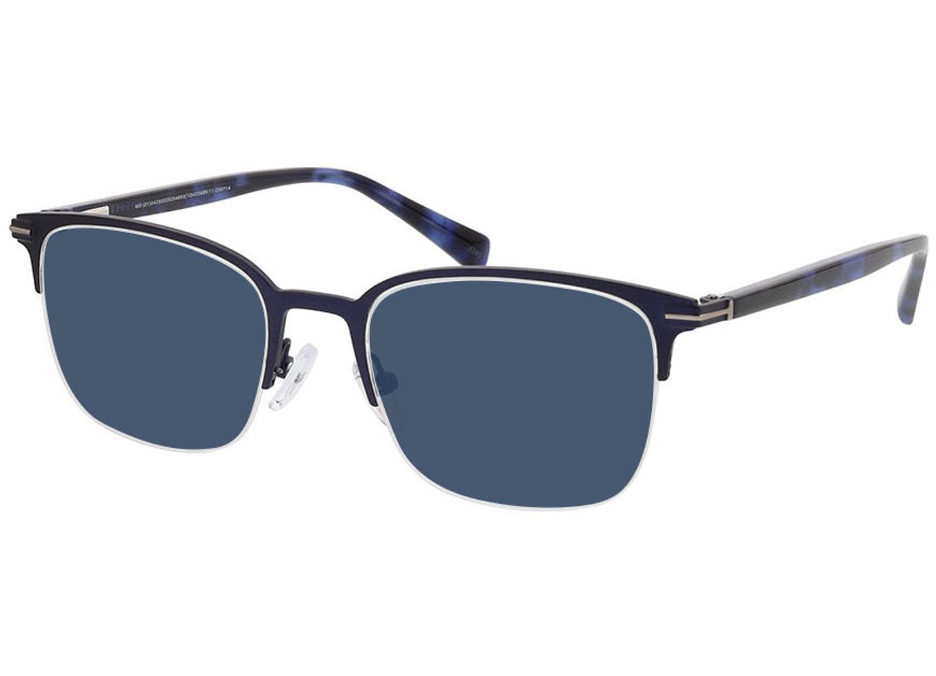Alabama - matt blau/blau-meliert Sonnenbrille mit Sehstärke, Halbrand, Eckig von Brille24 Collection