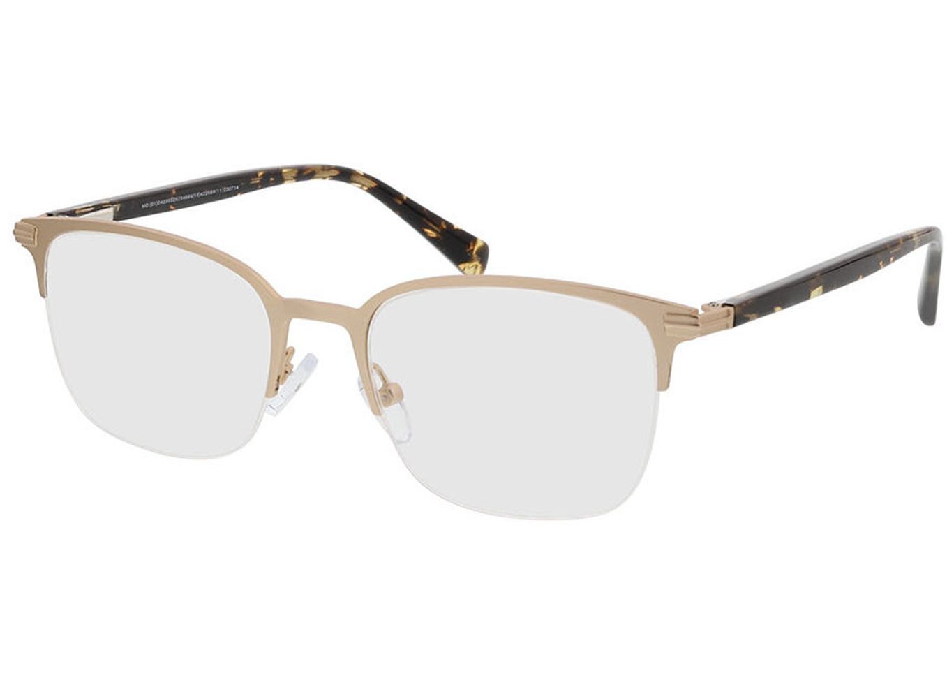 Alabama - matt gold/havanna Blaulichtfilter-Brille, Halbrand, Eckig von Brille24 Collection