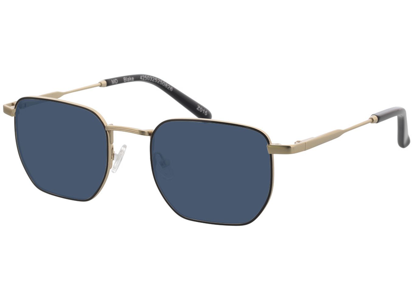 Blake - gold/schwarz Sonnenbrille mit Sehstärke, Vollrand, geometric von Brille24 Collection