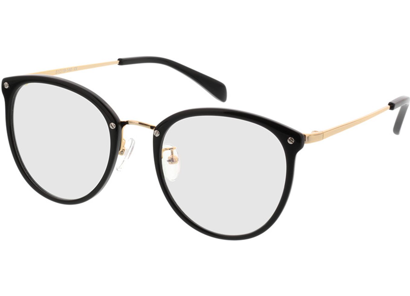 Charlotte - schwarz/gold Gleitsichtbrille, Vollrand, Rund von Brille24 Collection