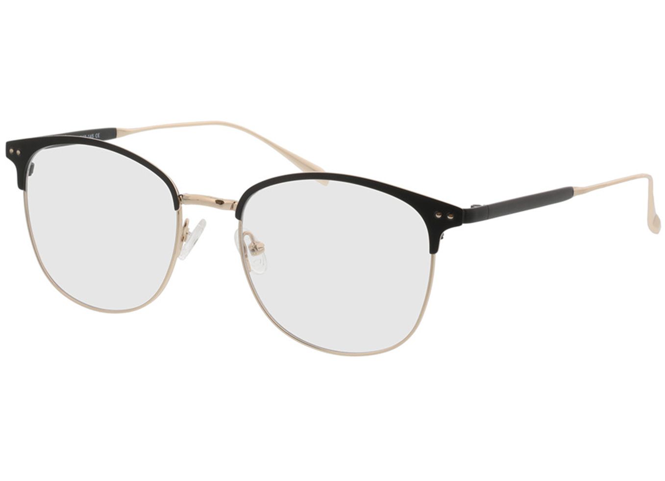 Hampton - schwarz/gold Blaulichtfilter-Brille, Vollrand, browline von Brille24 Collection