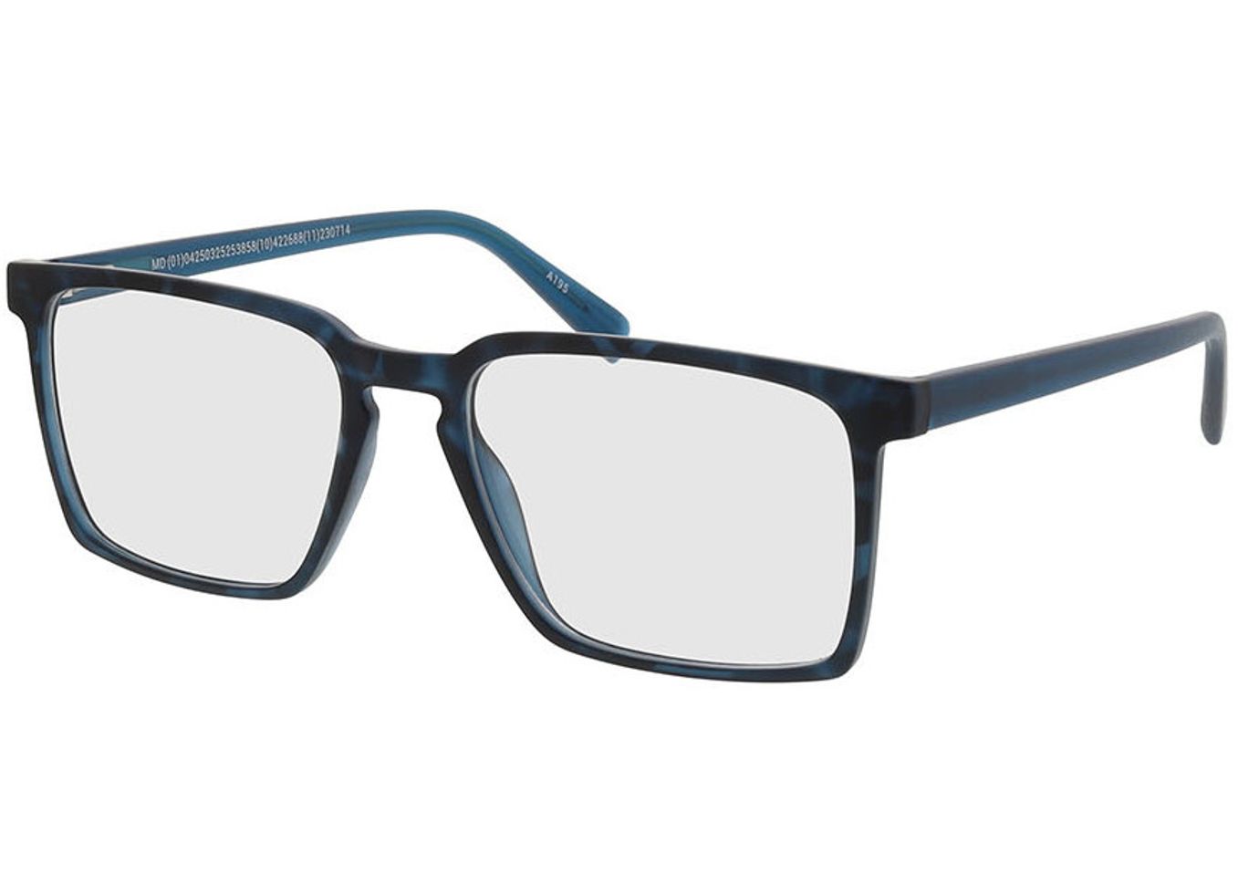 Lincoln - matt blau-meliert/matt blau Blaulichtfilter-Brille, Vollrand, Rechteckig von Brille24 Collection