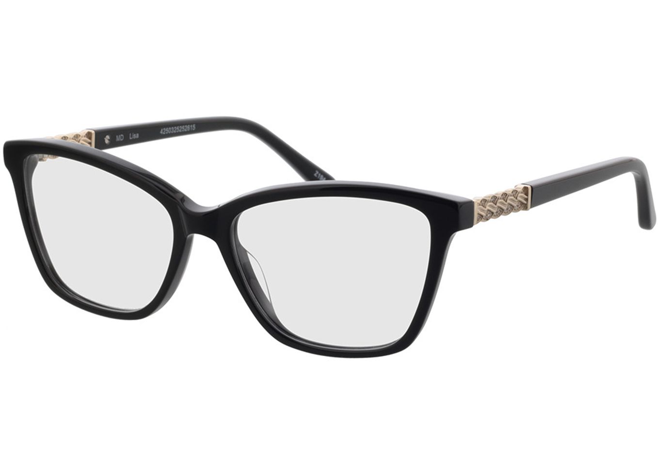 Lisa - schwarz/gold Blaulichtfilter-Brille, Vollrand, Cateye von Brille24 Collection