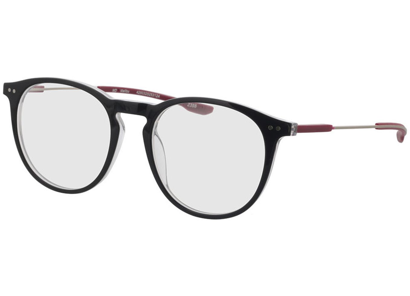 Malibu - grau/rot Arbeitsplatzbrille, Vollrand, Rund von Brille24 Collection