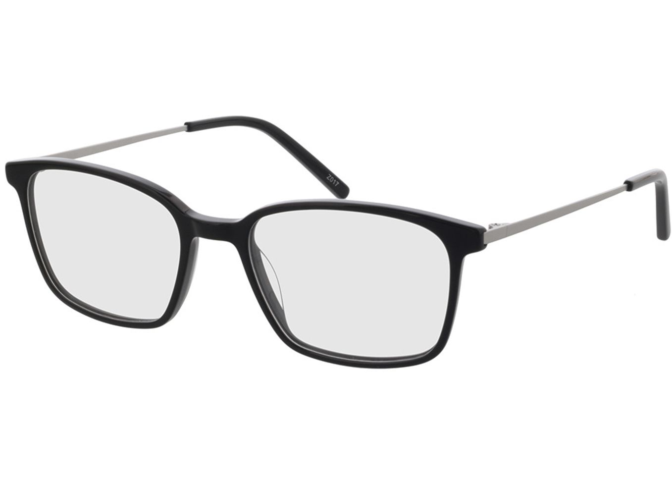 Melle - schwarz/silber Brillengestell inkl. Gläser, Vollrand, Rechteckig von Brille24 Collection