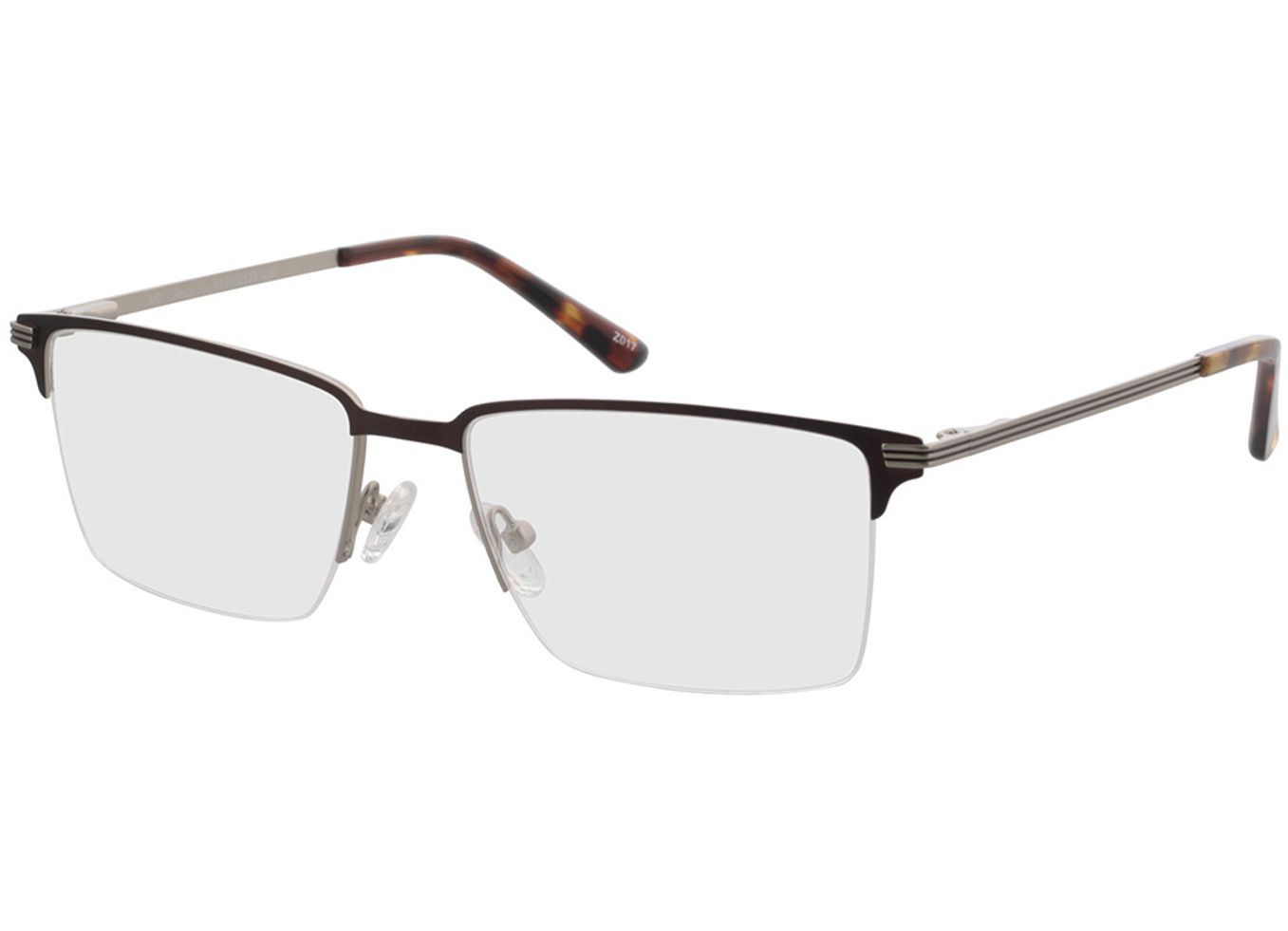 Ross - silber/braun Blaulichtfilter-Brille, Halbrand, browline von Brille24 Collection