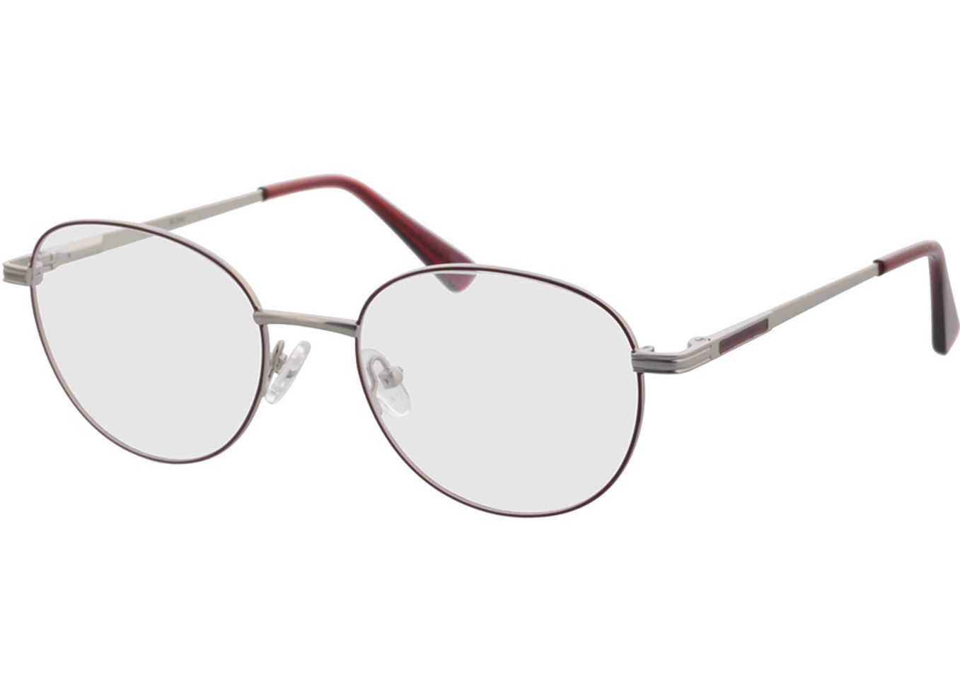 Rubio - silber/dunkelrot Gleitsichtbrille, Vollrand, Rund von Brille24 Collection