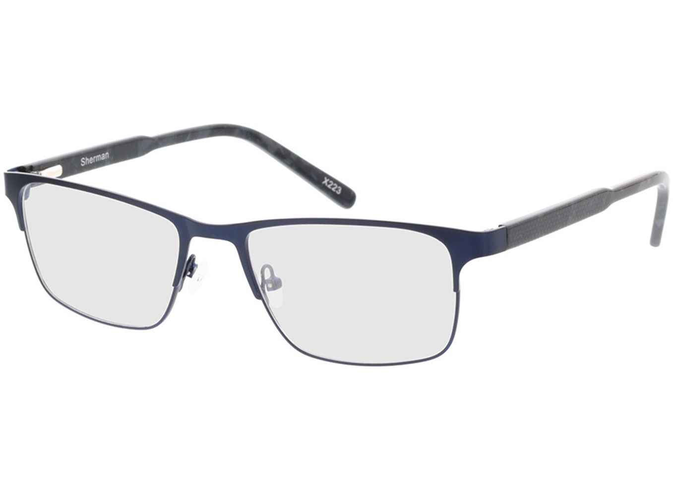 Sherman - blau/grau meliert Brillengestell inkl. Gläser, Vollrand, Rechteckig von Brille24 Collection