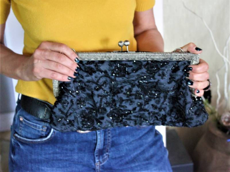 Vintage Perlen Abend Clutch Gatsby Schwarze Geldbörse von BrillianceWrought