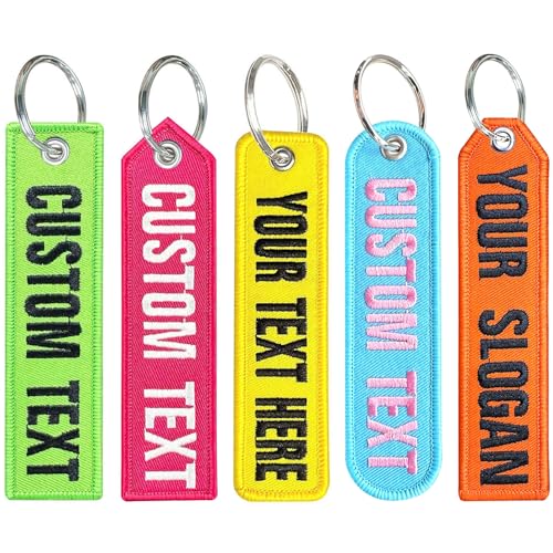 1 Stück Personalisierter Schlüsselanhänger, benutzerdefinierte doppelseitige Stickerei-Schlüsseletiketten mit Textnamen, Autoschlüsselanhänger, Schlüsselring-Zubehör für Zimmerrucksäcke, Motorrad von Brillianne