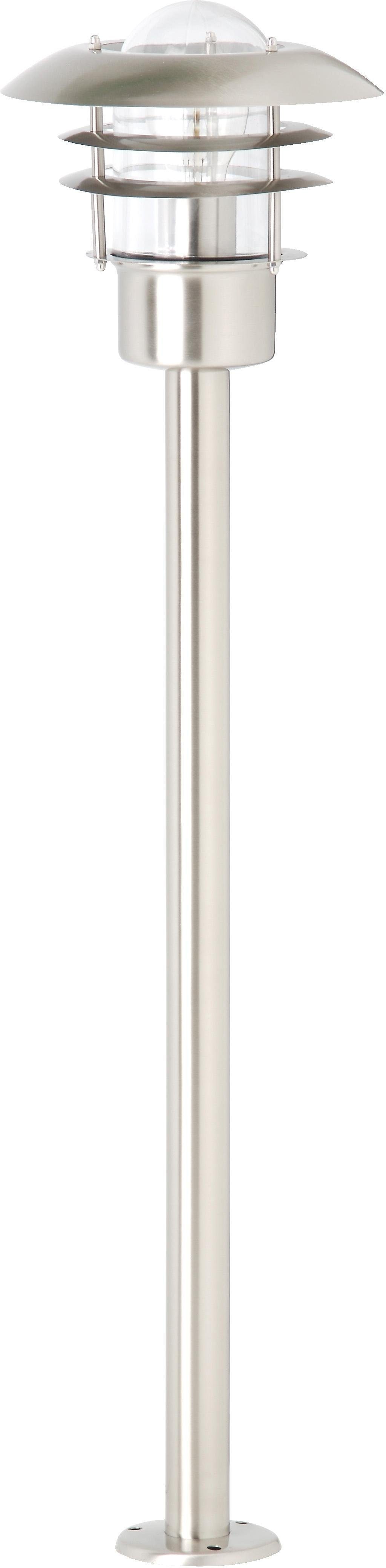 Brilliant Außen-Stehlampe "TERRENCE" E27 90 cm Höhe, Ø 22 cm, E27, IP44, Metall/Glas, edelstahl von Brilliant