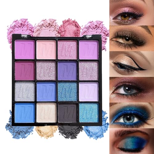 16 Farben Lidschatten Palette, Eyeshadow Palette Bunt, Hochpigmentierte Lidschattenpalette Matte Glitter Make-up-Palette, Langanhaltende und Leicht zu Verblendende Formel Lidschatten 16 Farben Lidschatten Palette, Eyeshadow Palette Bunt, Hochpigmentierte Lidschattenpalette Matte Glitter Make-up-Palette, Langanhaltende und Leicht zu Verblendende Formel Lidschatten von BrilliantDay